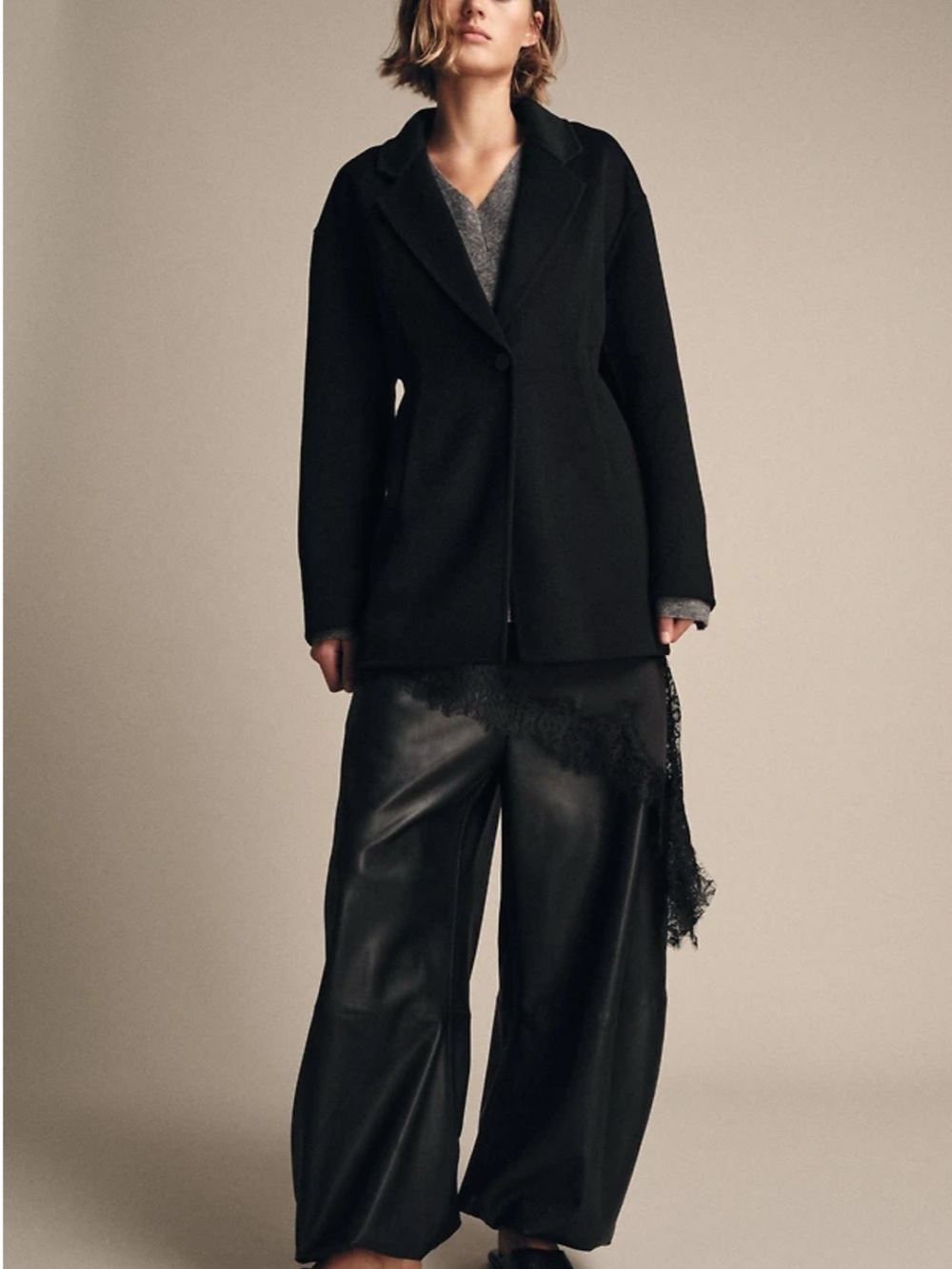 Zara ZW Collection Black Tailored Blazer With Wool